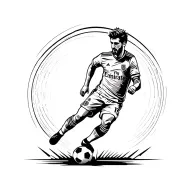 leo messi cartoon character playing soccer in a barcelona kit tattoo design idea