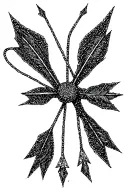A bow with three arrows on the string tattoo design idea