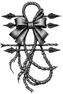 A bow with three arrows on the string tattoo design idea