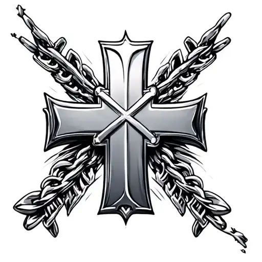 Fast and Furious trusty silver cross necklace tattoo design idea