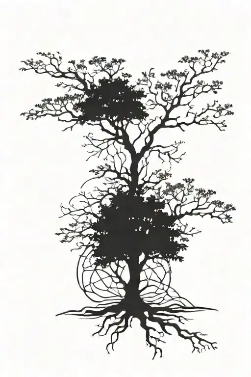 bush and a tree tattoo design idea