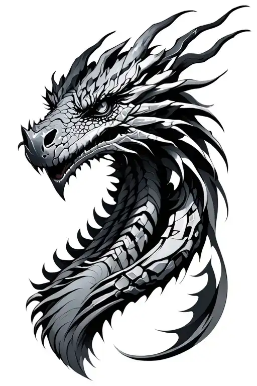 BIOMECHANIC HEAD OF DRAGON tattoo design idea