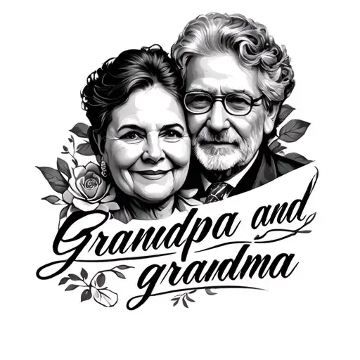 "Grandpa and grandma " memorial tattoo design for 2 people tattoo design idea