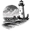 Lighthouse And Anchor tattoo design idea
