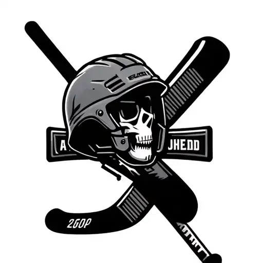 battlefield cross tattoo with a helmet resting on top of a hockey stick  tattoo design idea