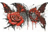 rose, dragonflie, ; tattoo design idea