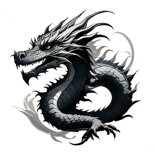 dragon mountains tattoo design idea