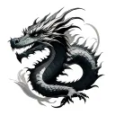 dragon mountains tattoo design idea