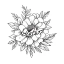 "sister" Cosmo flower blooming tattoo design idea