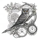 tree backgrounds path moon clock boot book owl snake flower compass night tattoo design idea