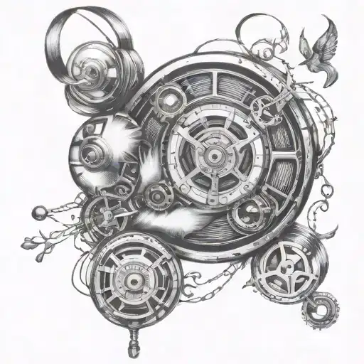 onedreinwrapped in a film reel, with glowing lights illuminating their bond, showcasing the beauty of family love and pa tattoo design idea