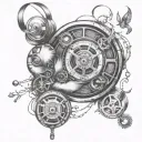 onedreinwrapped in a film reel, with glowing lights illuminating their bond, showcasing the beauty of family love and pa tattoo design idea