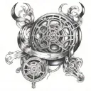 onedreinwrapped in a film reel, with glowing lights illuminating their bond, showcasing the beauty of family love and pa tattoo design idea