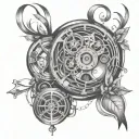 onedreinwrapped in a film reel, with glowing lights illuminating their bond, showcasing the beauty of family love and pa tattoo design idea