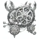 onedreinwrapped in a film reel, with glowing lights illuminating their bond, showcasing the beauty of family love and pa tattoo design idea