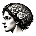 William morris and Aubrey Beardsley style neuroscience tattoo design idea