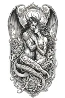 Succubus and incubus making love. Flames. tattoo design idea