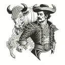 Spanish bull fighter with bull tattoo design idea