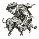 Spanish bull fighter with bull tattoo design idea