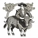 Spanish bull fighter with bull tattoo design idea