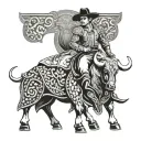 Spanish bull fighter with bull tattoo design idea