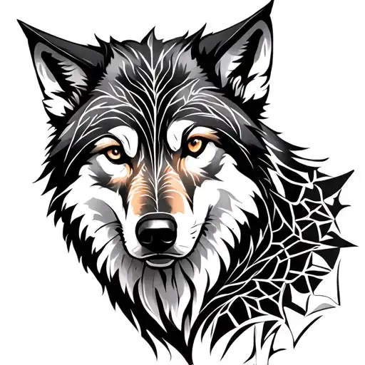 sacred geometry pattern with a wolf  tattoo design idea