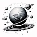 mythology sphere floating among planets tattoo design idea