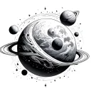 mythology sphere floating among planets tattoo design idea