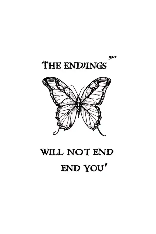 "The endings will not end you" butterfly tramp stamp tattoo design idea