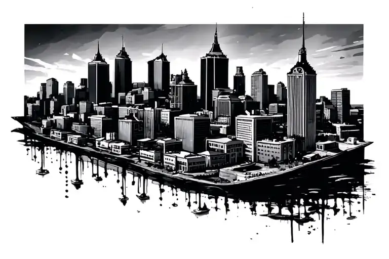 Queen City Artists Creatives city scape tattoo design idea