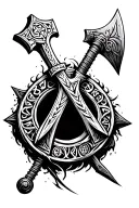 Ax with Runes Viking tattoo design idea