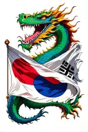 dragon wrapped around korean flag tattoo design idea