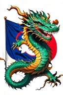 dragon wrapped around korean flag tattoo design idea