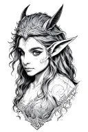 dark fantasy theme Dark Crystal combined with the goblin king from the labyrinth with the neverending story&last unicorn tattoo design idea