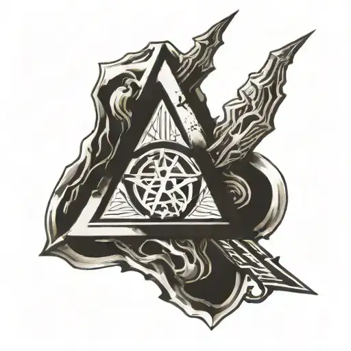 Doom Slayer's symbol with icon of sin or pentagram incorporated tattoo design idea