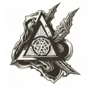 Doom Slayer's symbol with icon of sin or pentagram incorporated tattoo design idea