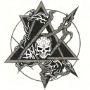 Doom Slayer's symbol with icon of sin or pentagram incorporated tattoo design idea