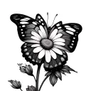 Daisy, butterfly with the name Nora tattoo design idea