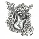 2d crossed stratocaster and spanner tool russia tattoo design idea
