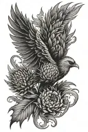 Scottish Thistle being held by a phoenix tattoo design idea