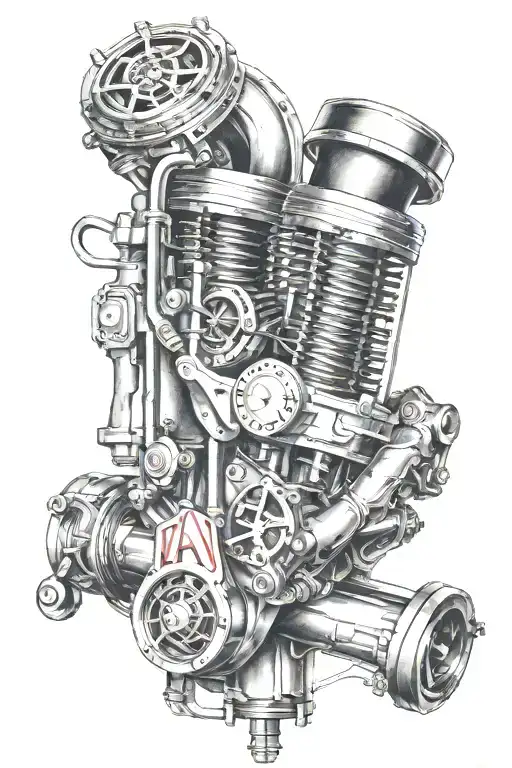 pistons and turbo tattoo design idea