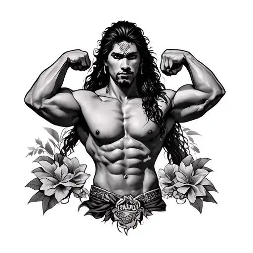 samoa half chest to shoulder unto biceps tattoo design idea