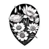 marigold, daisy, narcissus, poppy, snowdrop, narcissus, water lily tattoo design idea