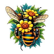 bees, flowers and honeycomb  inspired tattoo design idea
