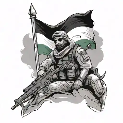 Palestinian flag soldier tattoo design idea