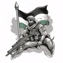 Palestinian flag soldier tattoo design idea