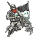 Palestinian flag soldier tattoo design idea