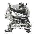 Palestinian flag soldier tattoo design idea