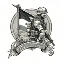 Palestinian flag soldier tattoo design idea