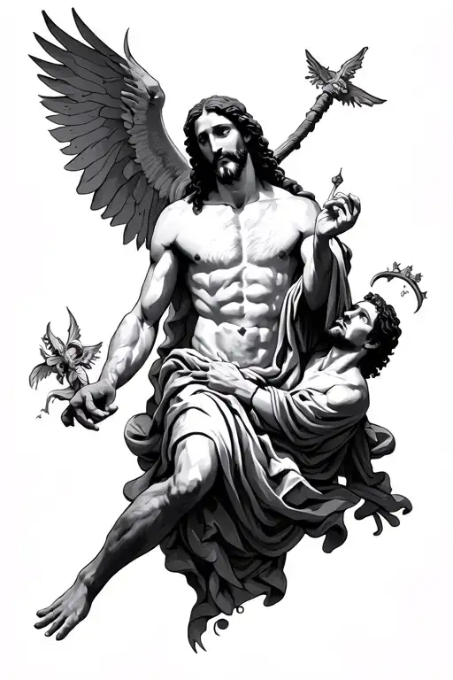 Jesus saving Peter tattoo design idea